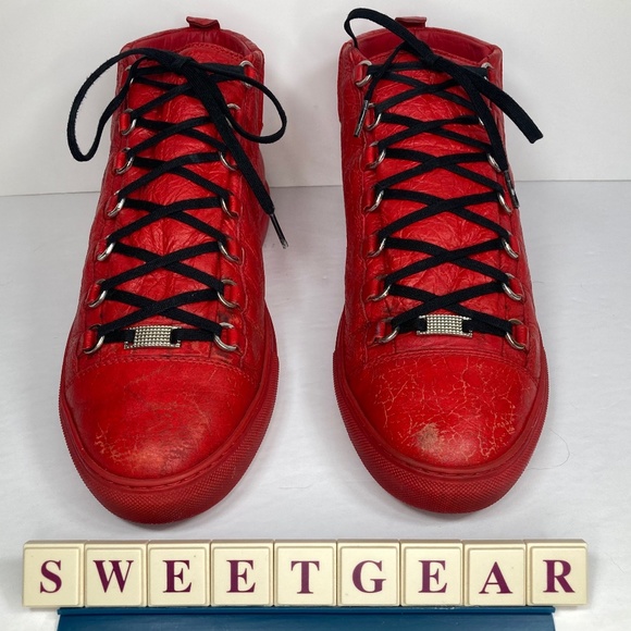 Balenciaga Arena High Creased Leather Red - Picture 3 of 16